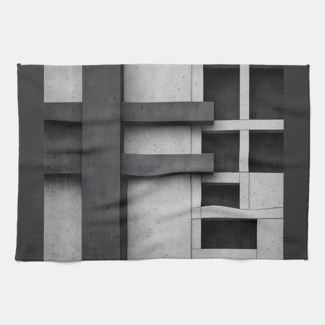 Brutalist Architecture Design Fine Art Cubist Kitchen Towel (Horizontal)