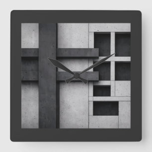 Brutalist Architecture Design Fine Art Cubist Square Wall Clock