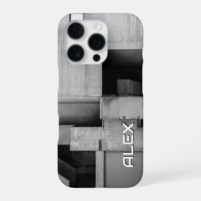 Brutalist Concrete Block Stacking iPhone Case (Back)