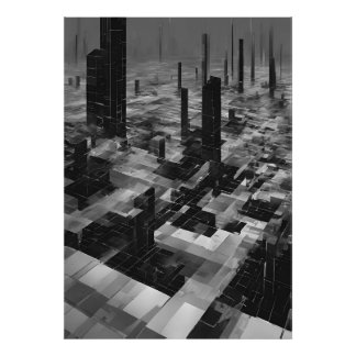 Brutalist Cybercity Monochrome Architecture Photo Print