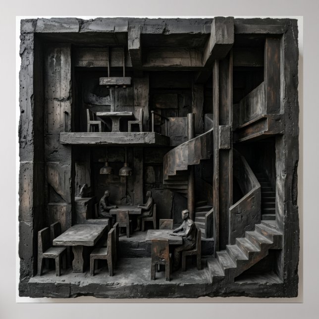 Brutalist Interior Sketch Poster (Front)