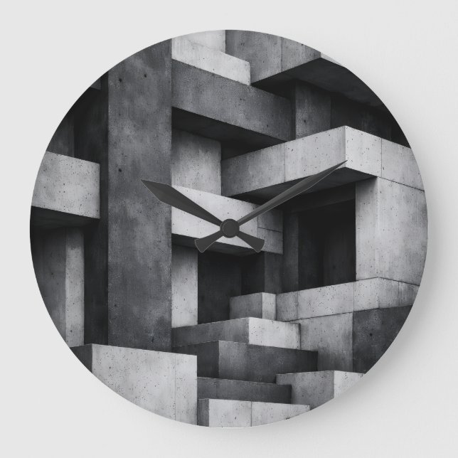 Brutalist Penthouse Design Monochrome Interior  Large Clock (Front)