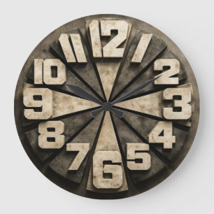 Brutalist Radial Block Numeral Large Clock