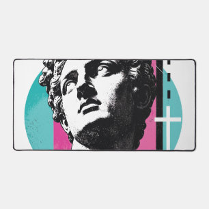 Brutalist Retro Jesus Greek Statue Colossians 2:3 Desk Mat