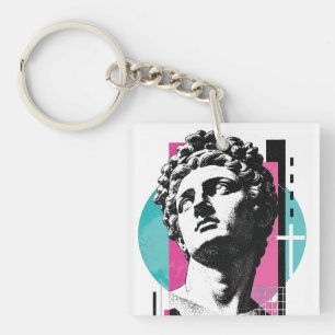 Brutalist Retro Jesus Greek Statue Colossians 2:3 Keychain