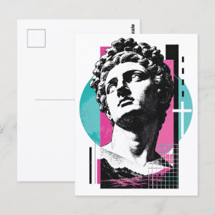 Brutalist Retro Jesus Greek Statue Colossians 2:3 Postcard