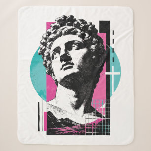 Brutalist Retro Jesus Greek Statue Colossians 2:3 Sherpa Blanket