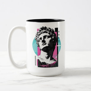 Brutalist Retro Jesus Greek Statue Colossians 2:3 Two-Tone Coffee Mug