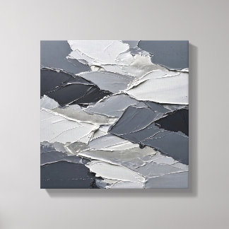 Brutalist Slate Grey Concrete Plaster Impasto Wall Canvas Print