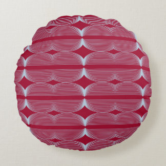 Brutalist Waves: Arabian Red & Beau Blue Round Pillow