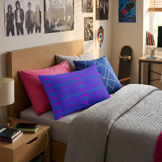 Brutalist Waves: Supreme Blue & Fluorescent Purple Accent Pillow