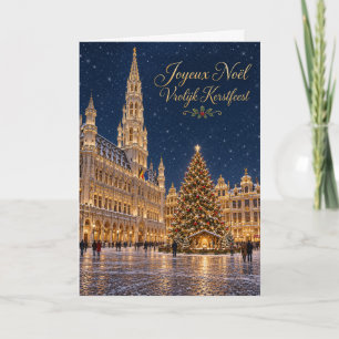 Bruxelles Grand-Place Joyeux Noël Kerstfeest Holiday Card