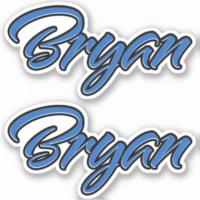 Bryan Name Blue Autocollant Sticker Stickerset (Devant)