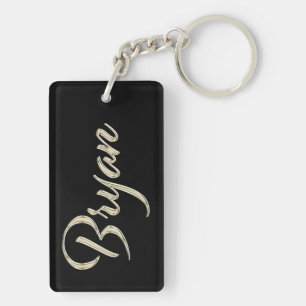Bryan Name whitegold key trailer Keychain