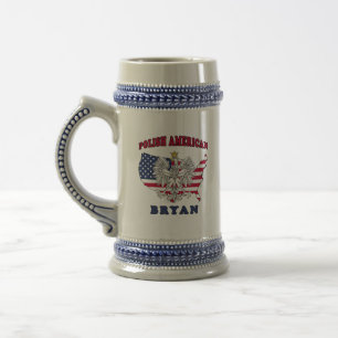 Bryan Texas Polish American Beer Stein