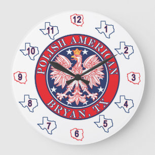 Bryan Texas Polish American Eagle Large Clock