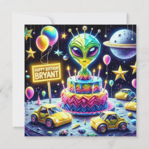 BRYANT ~ Carte d'anniversaire ~ Alien Gâteau d'ann