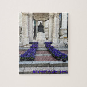 Bryant Park Statue Spring Flowers Planting NYC Jigsaw Puzzle