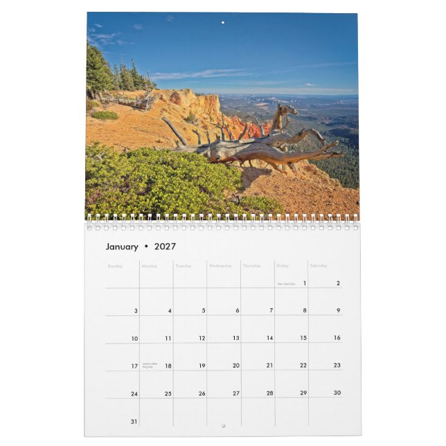 Bryce Canyon National Park Calendar (Jan 2027)
