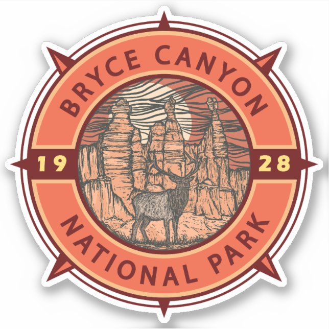 Bryce Canyon National Park Elk Retro Compass (Front)