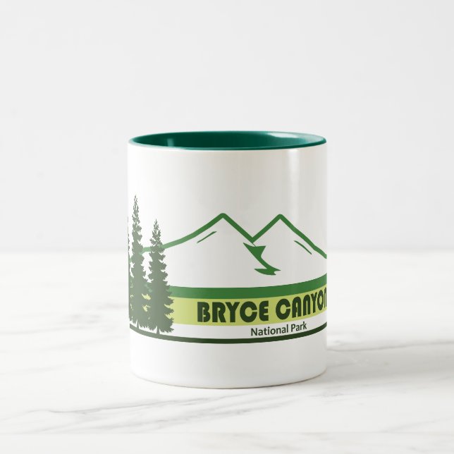 Bryce Canyon National Park Green Stripes Two-Tone Coffee Mug (Center)