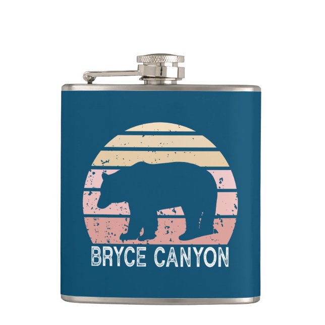 Bryce Canyon National Park Retro Bear Hip Flask (Front)