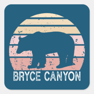 Bryce Canyon National Park Retro Bear Square Sticker