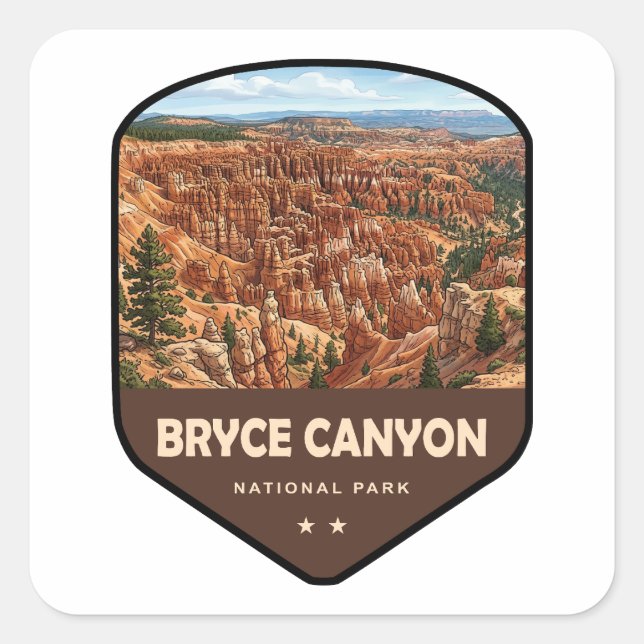 Bryce Canyon National Park Shield Square Sticker (Front)