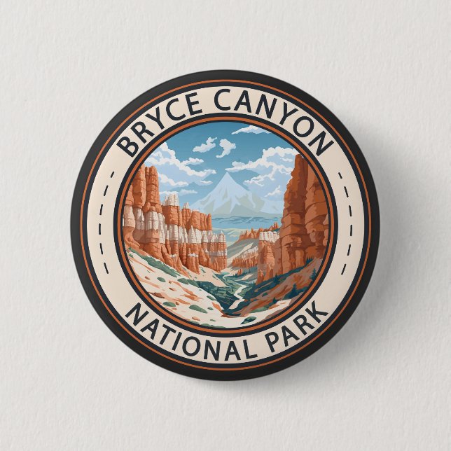 Bryce Canyon National Park Trail Illustration Art 2 Inch Round Button (Front)
