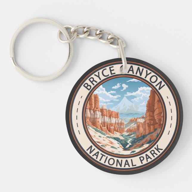Bryce Canyon National Park Trail Illustration Art Keychain (Front)