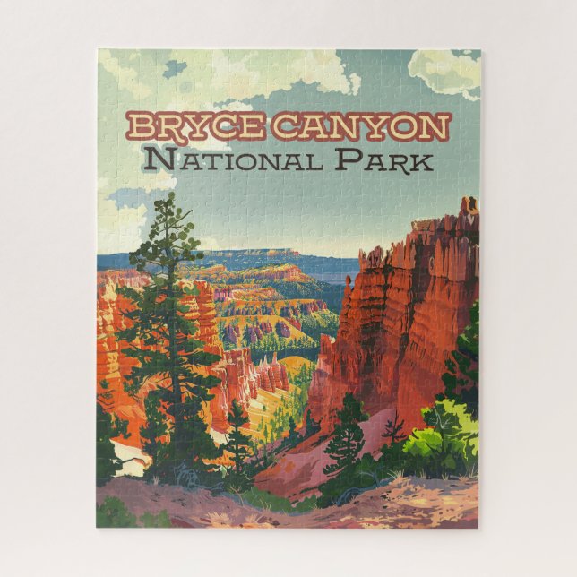 Bryce Canyon National Park Utah Hoodoo Retro Jigsaw Puzzle (Vertical)