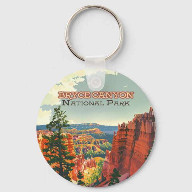 Bryce Canyon National Park Utah Hoodoo Retro Keychain (Front)
