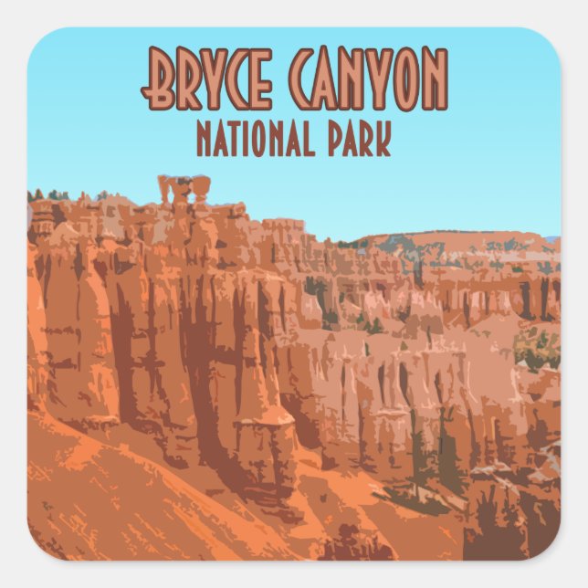 Bryce Canyon National Park Utah Vintage Square Sticker (Front)