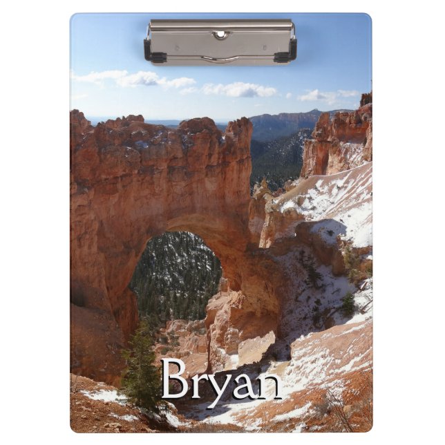 Bryce Canyon Natural Bridge Snowy Landscape Photo Clipboard (Front)