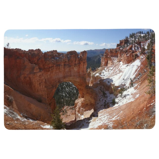 Bryce Canyon Natural Bridge Snowy Landscape Photo Floor Mat (Front)