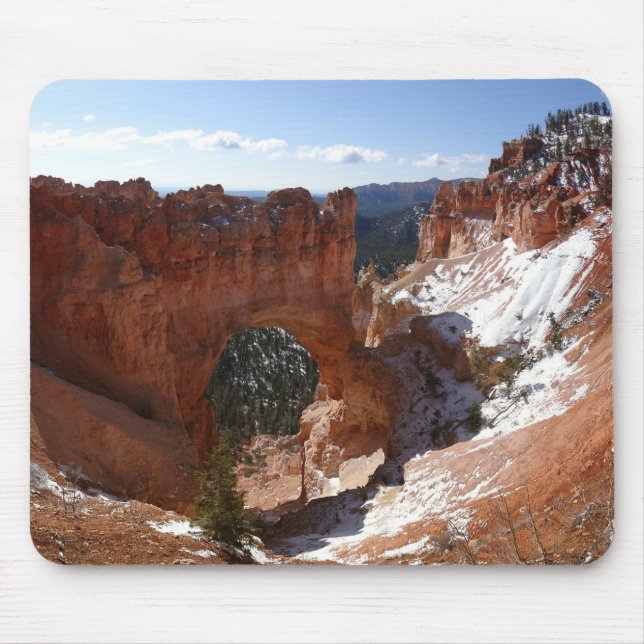 Bryce Canyon Natural Bridge Snowy Landscape Photo Mouse Pad (Front)