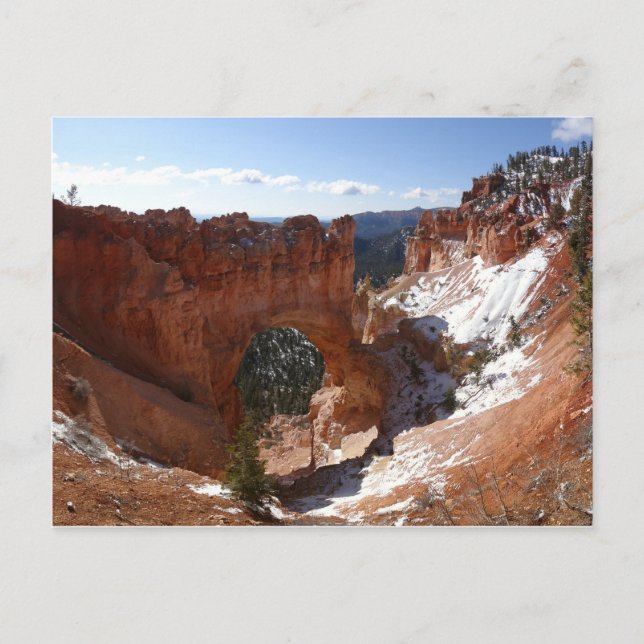 Bryce Canyon Natural Bridge Snowy Landscape Photo Postcard (Front)