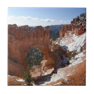 Bryce Canyon Natural Bridge Snowy Landscape Photo Tile