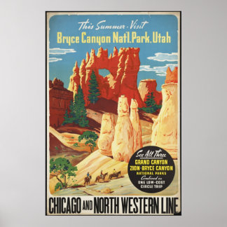 Bryce Canyon Utah Vintage Travel Poster Ad Retro