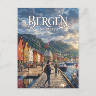 Bryggen Hanseatic Wharf Norway Postcard