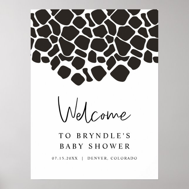 BRYNDLE Modern Cow Print Baby Shower Welcome (Front)