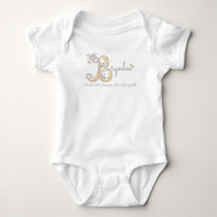 Brynlee girls name meaning B monogram baby apparel Bodysuit
