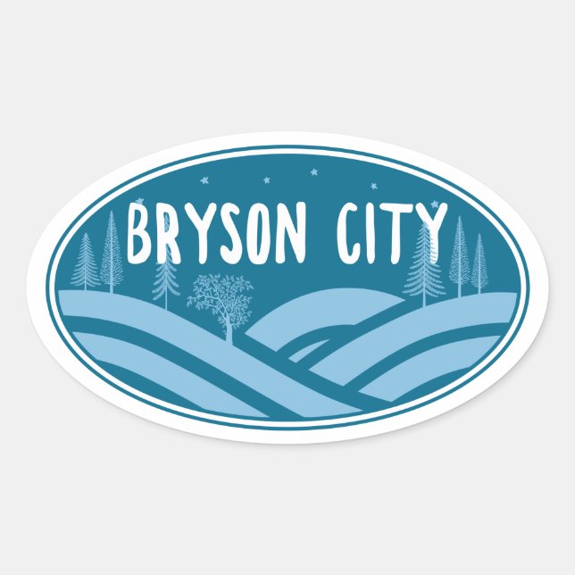 Bryson City North Carolina Outdoors Oval Sticker (Front)