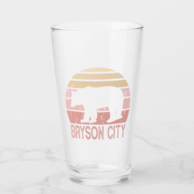 Bryson City North Carolina Retro Bear Glass (Front)
