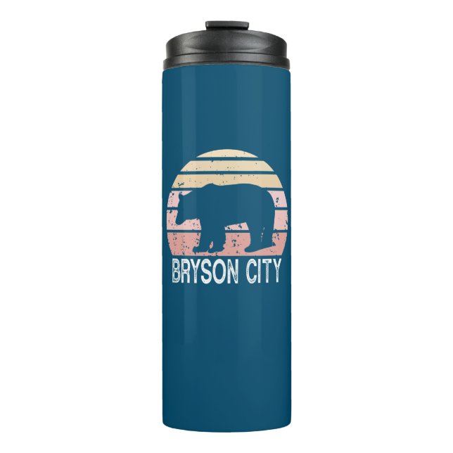 Bryson City North Carolina Retro Bear Thermal Tumbler (Front)