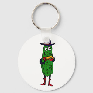 BS- Funny Pickle Playing Harmonica Cartoon Keychain