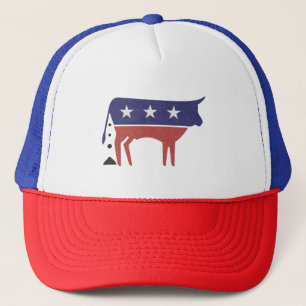 BS Politics Bull Republican Democrat Vintage Trucker Hat