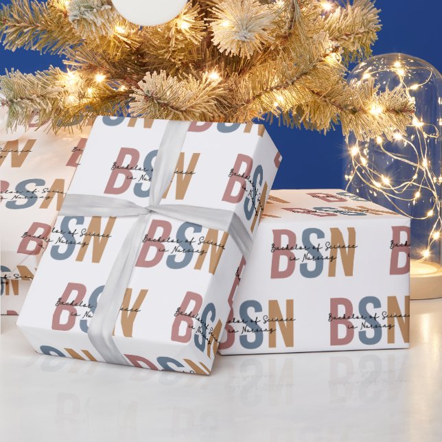 BSN Bachelor of Science in Nursing Graduation Wrapping Paper (Holidays)