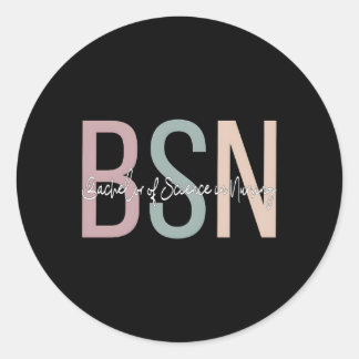 Bsn Boho Bachelor Of Science In Nursing Classic Round Sticker