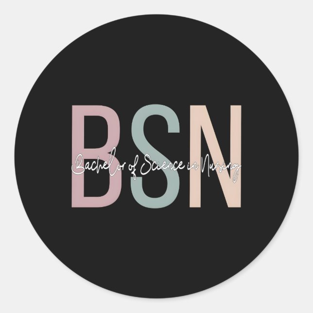 Bsn Boho Bachelor Of Science In Nursing Classic Round Sticker (Front)